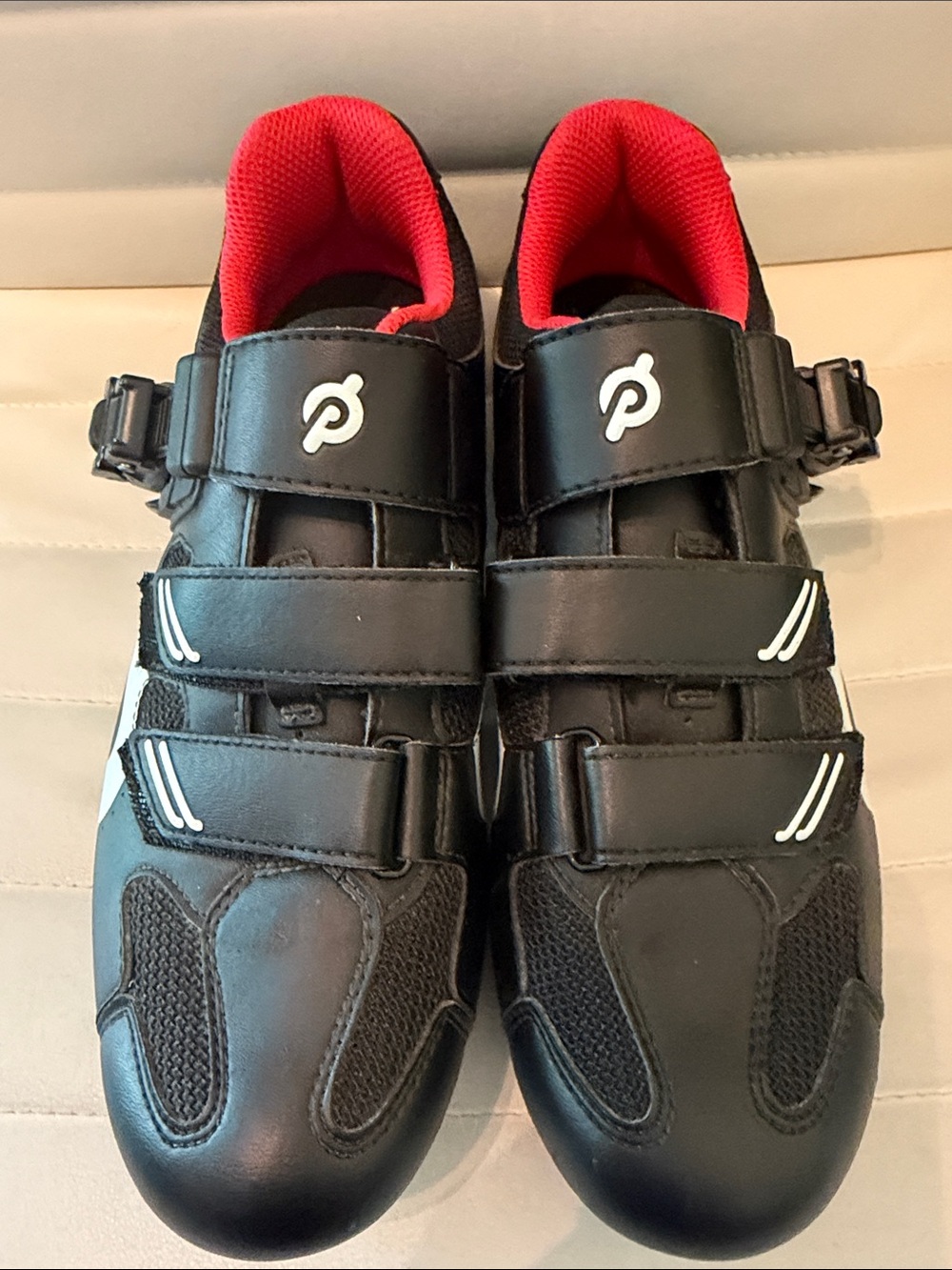 Peloton Black Cycling Shoes with Red Lining size 40